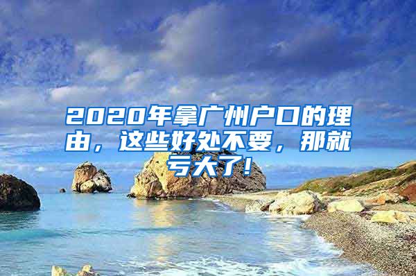 2020年拿廣州戶口的理由，這些好處不要，那就虧大了!