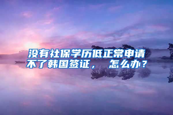 沒有社保學(xué)歷低正常申請不了韓國簽證， 怎么辦？