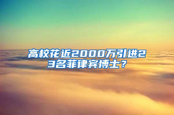 高?；ń?000萬引進23名菲律賓博士？