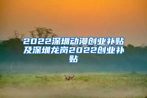 2022深圳動(dòng)漫創(chuàng)業(yè)補(bǔ)貼及深圳龍崗2022創(chuàng)業(yè)補(bǔ)貼