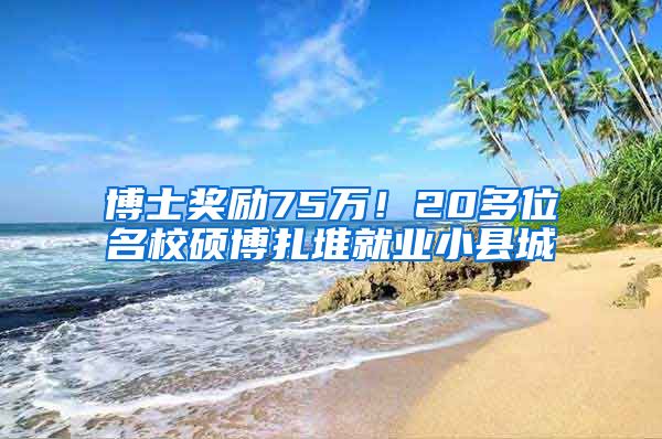 博士獎勵75萬！20多位名校碩博扎堆就業(yè)小縣城