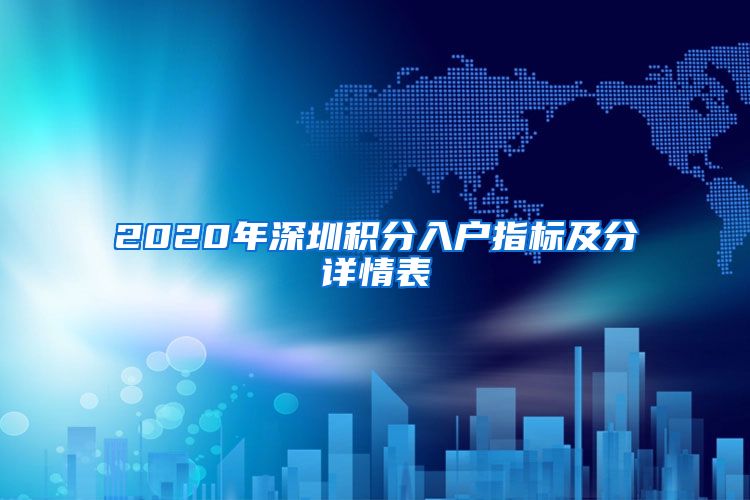 2020年深圳積分入戶指標(biāo)及分詳情表