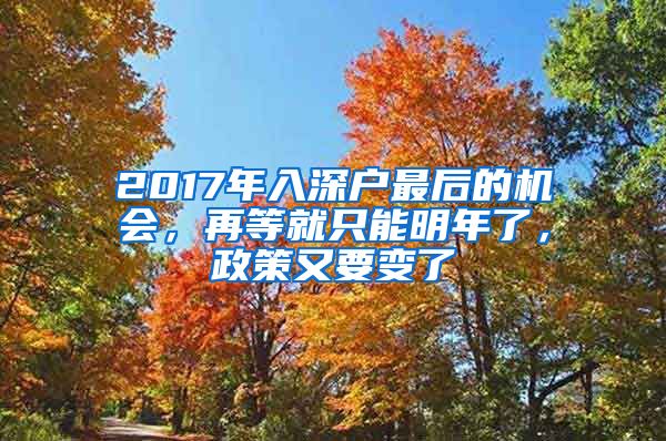 2017年入深戶(hù)最后的機(jī)會(huì)，再等就只能明年了，政策又要變了