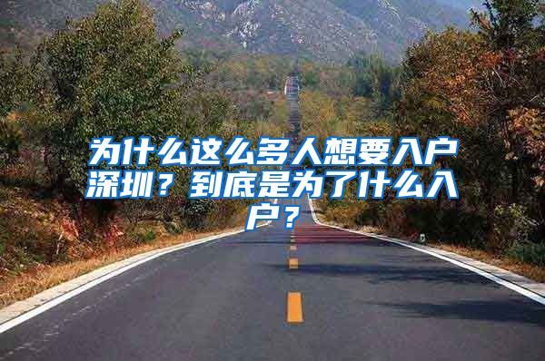 為什么這么多人想要入戶深圳？到底是為了什么入戶？