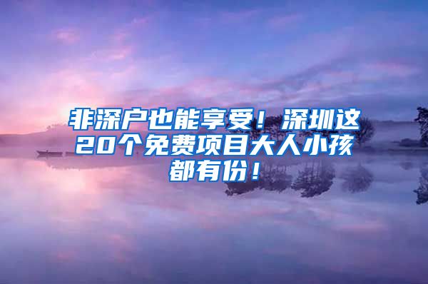 非深戶也能享受！深圳這20個(gè)免費(fèi)項(xiàng)目大人小孩都有份！