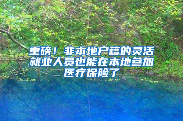 重磅！非本地戶籍的靈活就業(yè)人員也能在本地參加醫(yī)療保險了