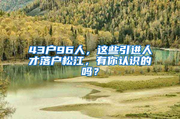 43戶96人，這些引進(jìn)人才落戶松江，有你認(rèn)識(shí)的嗎？