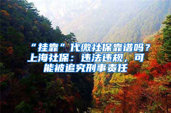 “掛靠”代繳社?？孔V嗎？上海社保：違法違規(guī)，可能被追究刑事責任