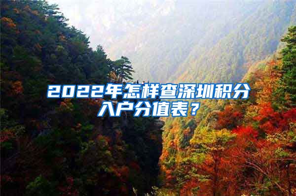 2022年怎樣查深圳積分入戶分值表？