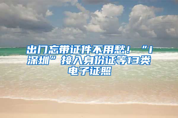 出門忘帶證件不用愁！“i深圳”接入身份證等13類電子證照