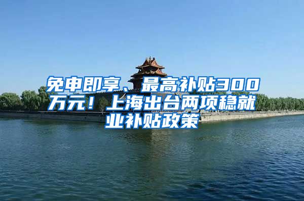 免申即享、最高補貼300萬元！上海出臺兩項穩(wěn)就業(yè)補貼政策