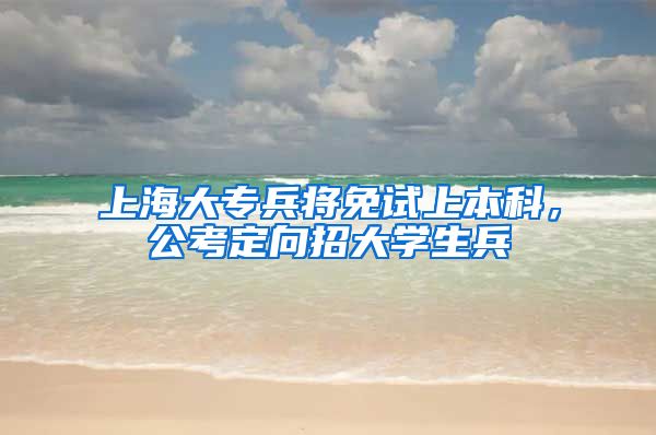 上海大專兵將免試上本科，公考定向招大學生兵