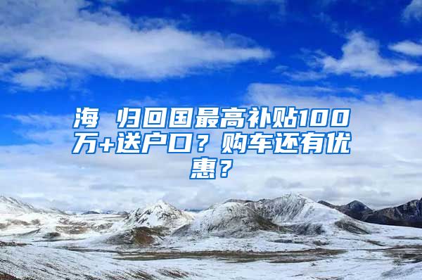 海 歸回國最高補貼100萬+送戶口？購車還有優(yōu)惠？