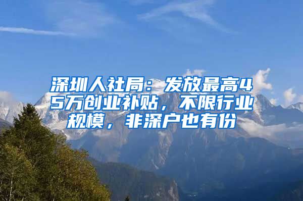 深圳人社局：發(fā)放最高45萬(wàn)創(chuàng)業(yè)補(bǔ)貼，不限行業(yè)規(guī)模，非深戶(hù)也有份