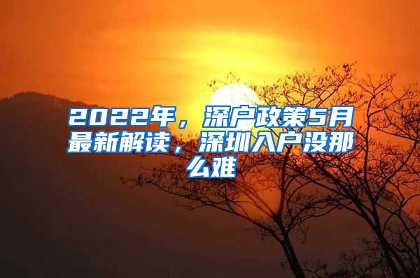 2022年，深戶政策5月最新解讀，深圳入戶沒那么難