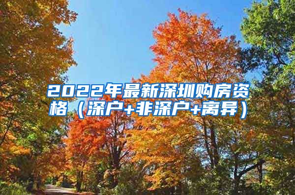 2022年最新深圳購(gòu)房資格（深戶+非深戶+離異）