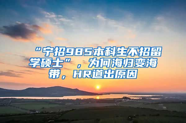 “寧招985本科生不招留學(xué)碩士”，為何海歸變海帶，HR道出原因