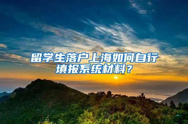 留學(xué)生落戶上海如何自行填報(bào)系統(tǒng)材料？