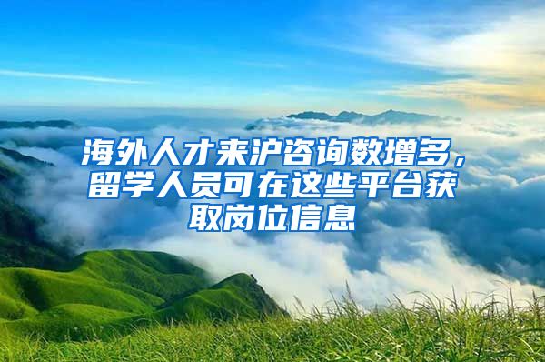 海外人才來滬咨詢數(shù)增多，留學人員可在這些平臺獲取崗位信息