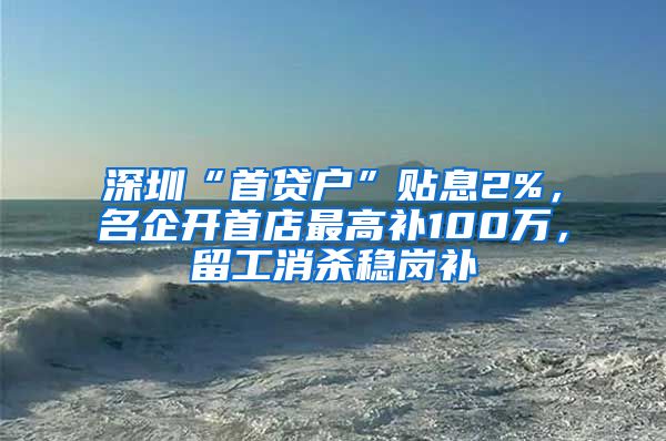 深圳“首貸戶”貼息2%，名企開首店最高補100萬，留工消殺穩(wěn)崗補