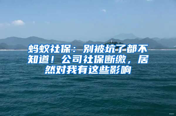 螞蟻社保：別被坑了都不知道！公司社保斷繳，居然對(duì)我有這些影響