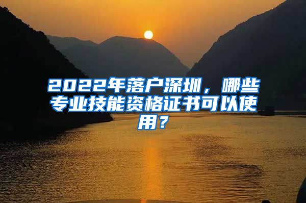 2022年落戶深圳，哪些專業(yè)技能資格證書可以使用？