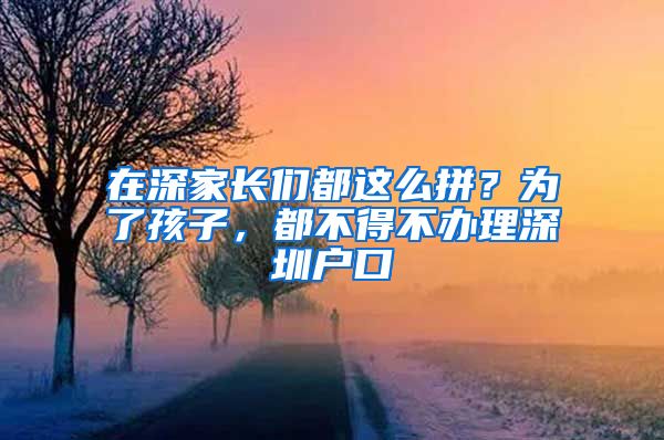 在深家長們都這么拼？為了孩子，都不得不辦理深圳戶口