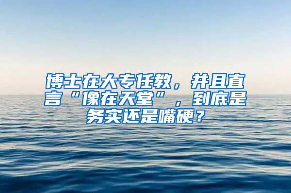 博士在大專任教，并且直言“像在天堂”，到底是務(wù)實(shí)還是嘴硬？