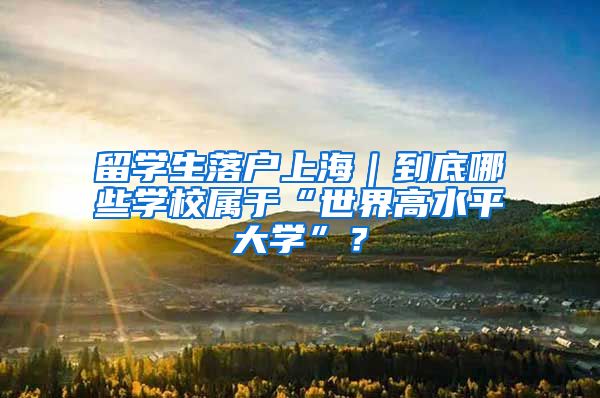 留學(xué)生落戶上海｜到底哪些學(xué)校屬于“世界高水平大學(xué)”？