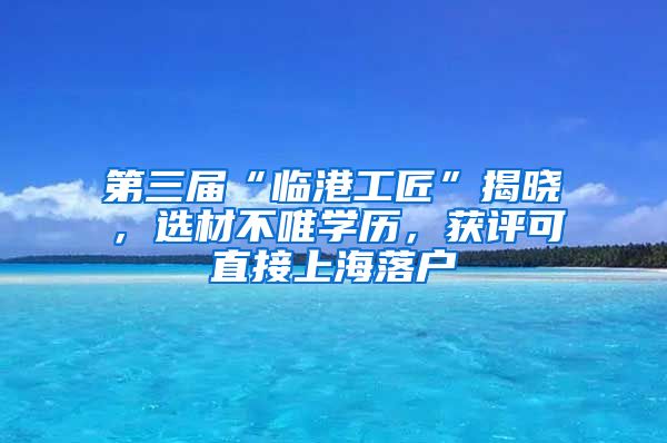 第三屆“臨港工匠”揭曉，選材不唯學(xué)歷，獲評(píng)可直接上海落戶