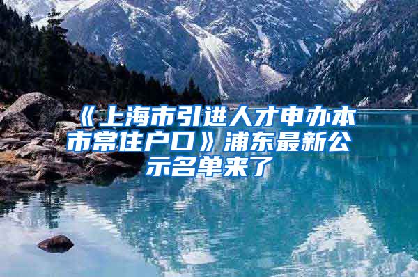 《上海市引進人才申辦本市常住戶口》浦東最新公示名單來了