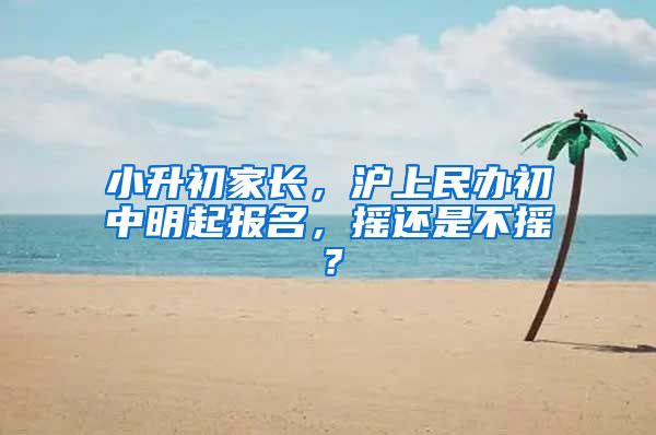 小升初家長，滬上民辦初中明起報名，搖還是不搖？