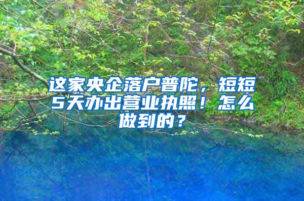 這家央企落戶普陀，短短5天辦出營業(yè)執(zhí)照！怎么做到的？