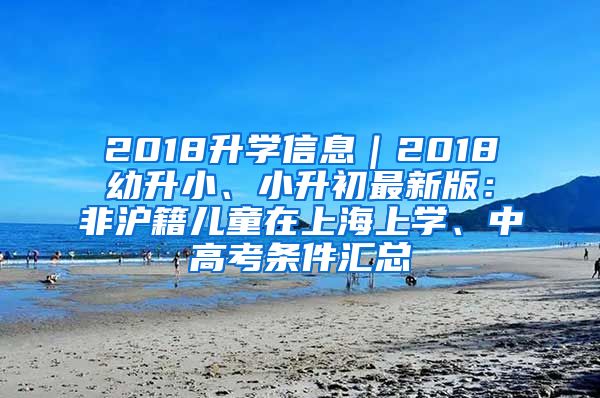 2018升學(xué)信息｜2018幼升小、小升初最新版：非滬籍兒童在上海上學(xué)、中高考條件匯總