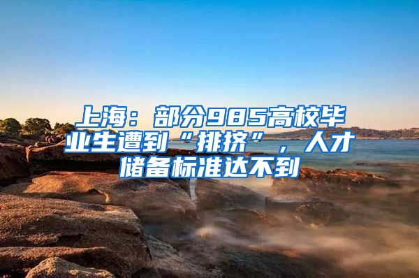 上海：部分985高校畢業(yè)生遭到“排擠”，人才儲備標準達不到