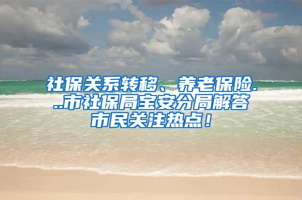 社保關系轉(zhuǎn)移、養(yǎng)老保險...市社保局寶安分局解答市民關注熱點！