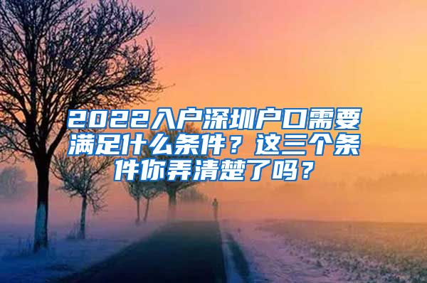 2022入戶(hù)深圳戶(hù)口需要滿(mǎn)足什么條件？這三個(gè)條件你弄清楚了嗎？