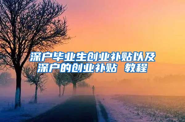 深戶畢業(yè)生創(chuàng)業(yè)補貼以及深戶的創(chuàng)業(yè)補貼 教程