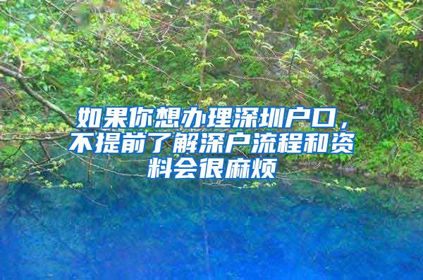 如果你想辦理深圳戶口，不提前了解深戶流程和資料會很麻煩