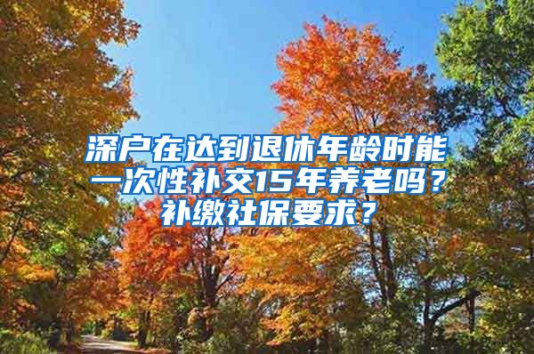 深戶在達到退休年齡時能一次性補交15年養(yǎng)老嗎？補繳社保要求？