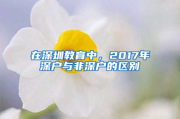 在深圳教育中，2017年深戶與非深戶的區(qū)別