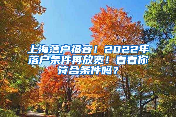 上海落戶福音！2022年落戶條件再放寬！看看你符合條件嗎？