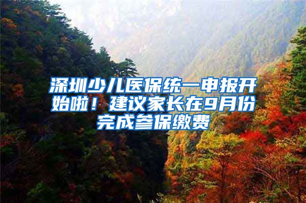 深圳少兒醫(yī)保統(tǒng)一申報開始啦！建議家長在9月份完成參保繳費(fèi)