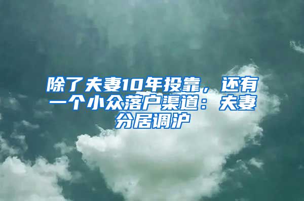 除了夫妻10年投靠，還有一個(gè)小眾落戶渠道：夫妻分居調(diào)滬