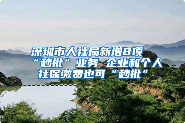 深圳市人社局新增8項“秒批”業(yè)務 企業(yè)和個人社保繳費也可“秒批”