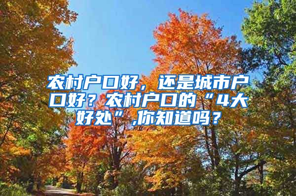 農(nóng)村戶口好，還是城市戶口好？農(nóng)村戶口的“4大好處”,你知道嗎？