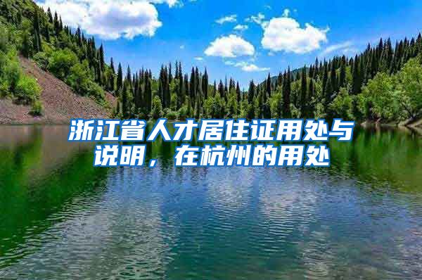 浙江省人才居住證用處與說明，在杭州的用處