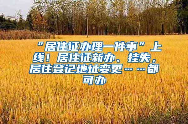 “居住證辦理一件事”上線！居住證新辦、掛失，居住登記地址變更……都可辦