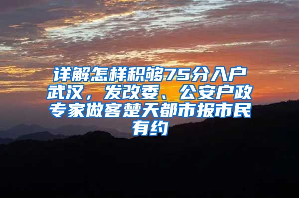 詳解怎樣積夠75分入戶武漢，發(fā)改委、公安戶政專家做客楚天都市報(bào)市民有約