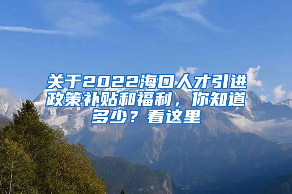 關(guān)于2022?？谌瞬乓M(jìn)政策補(bǔ)貼和福利，你知道多少？看這里